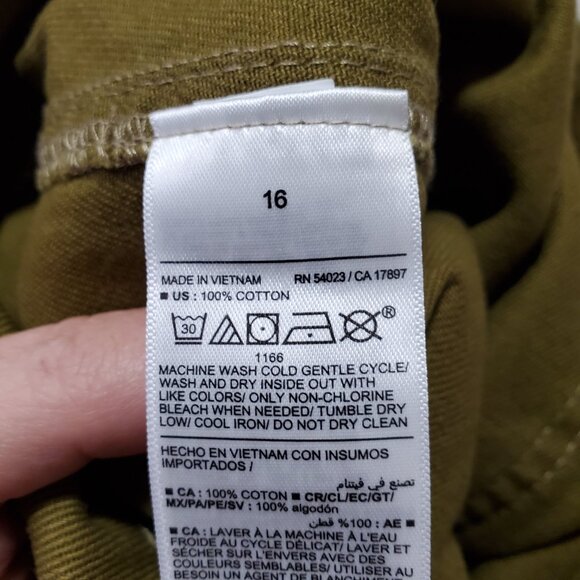 OLD NAVY Utility Straight Leg Pants 30" High Rise Carpenter Satin Moss Womens 16 - Picture 11 of 15